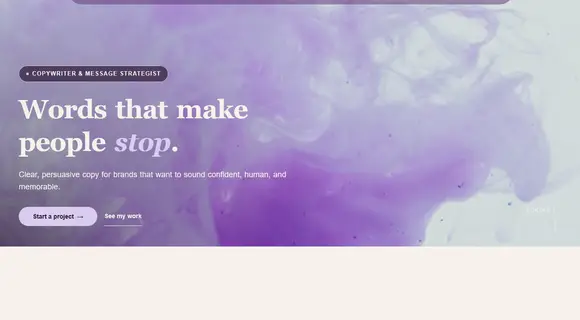 Copywriter portfolio template homepage