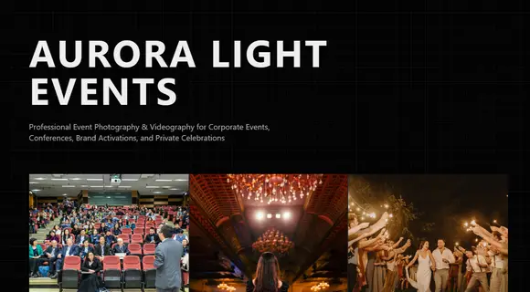 Event photography and videography template homepage