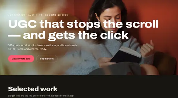 UGC creator portfolio template homepage