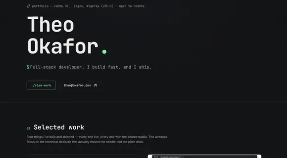 Web developer portfolio template homepage