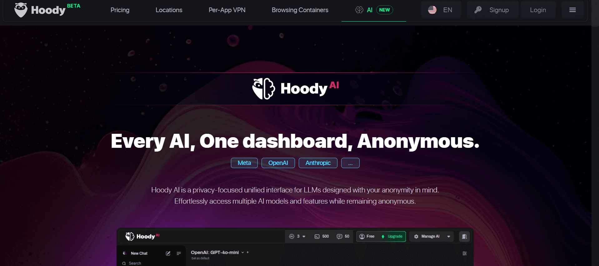 Hoody AI - Unified Dashboard for Privacy Purposes