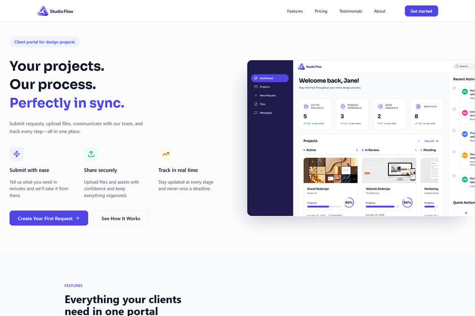 A client portal website built with B12's AI website builder