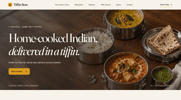 Food delivery website template homepage