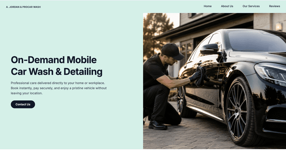 Mobile car wash website