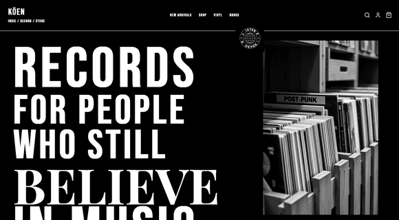Indie record store template homepage