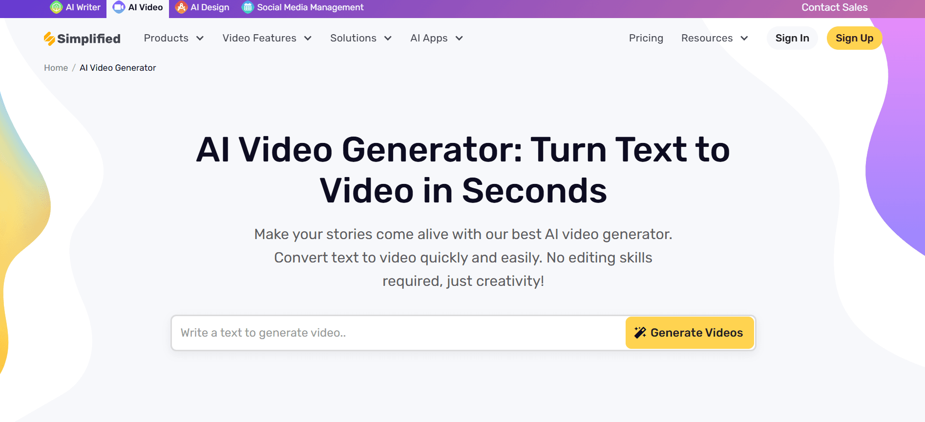 Simplified AI Video Generator - Transform Text to Engaging Videos