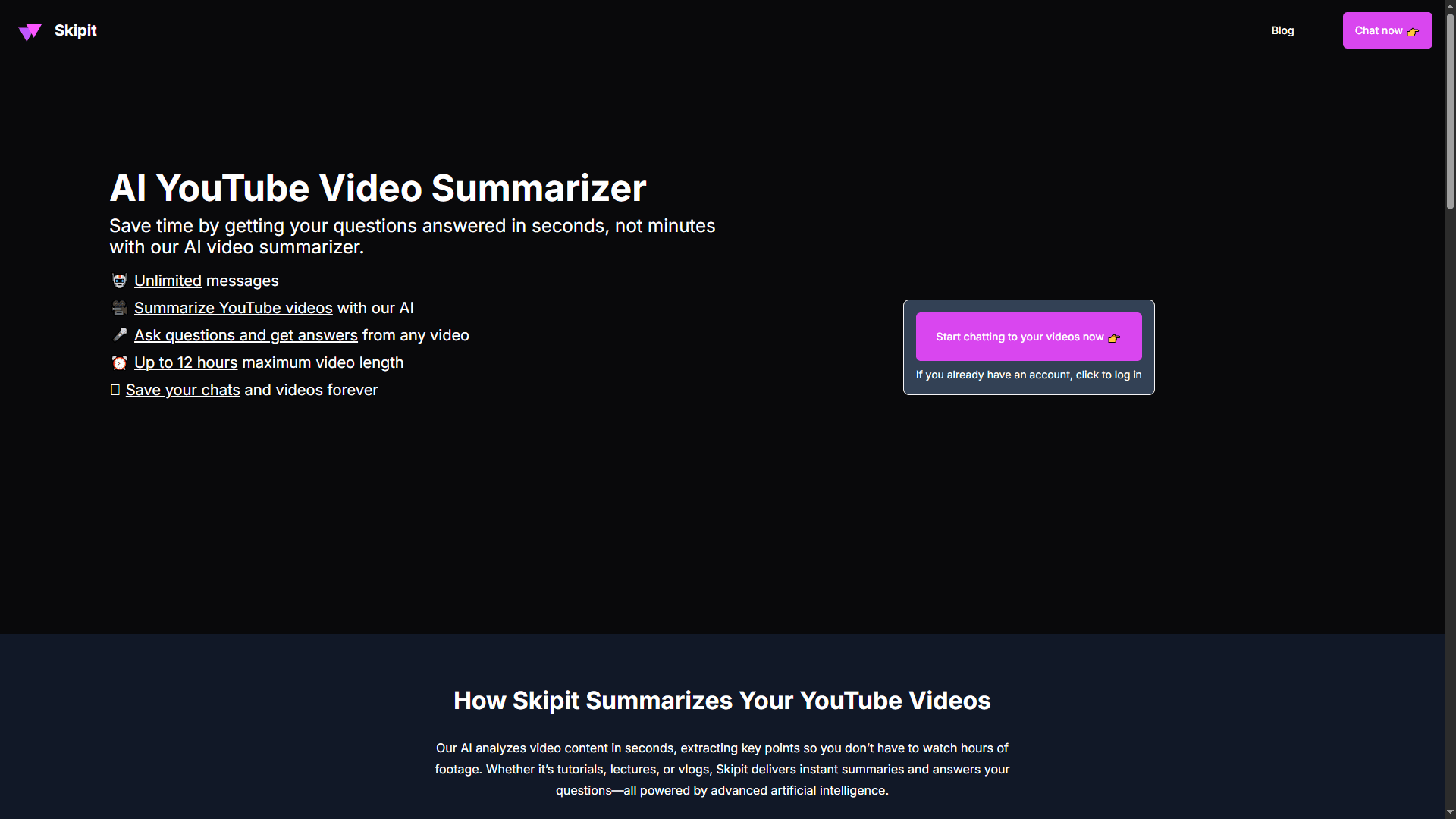 Skipit.ai – Summarize YouTube Videos with AI