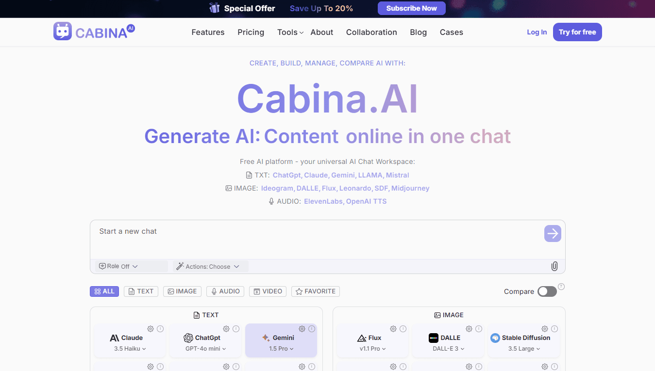 Cabina.AI - Your AI Chat Workspace