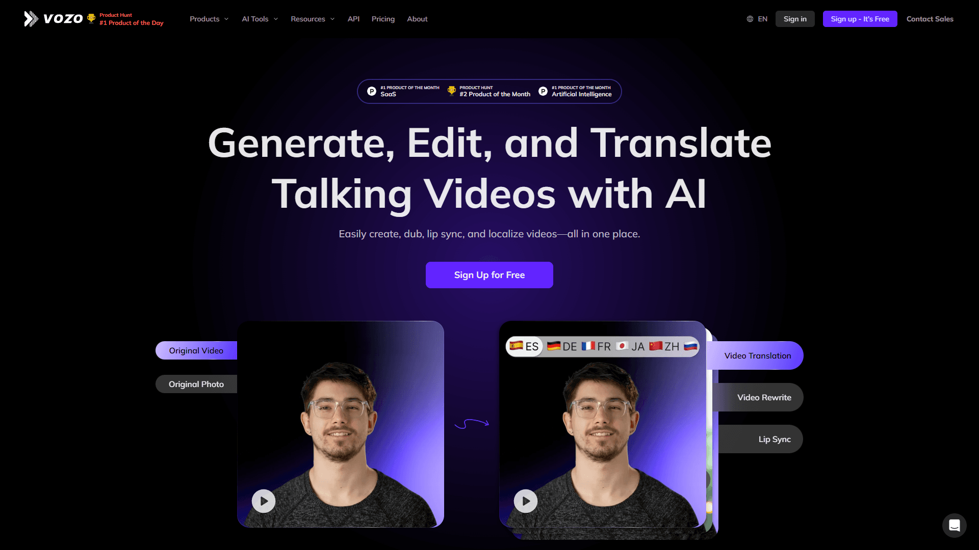 Vozo AI – AI Video Editing & Multilingual Repurposing Tool