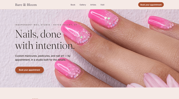 Nail salon website template homepage