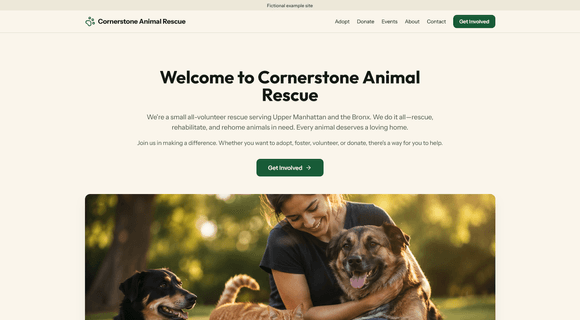 Animal rescue organization website