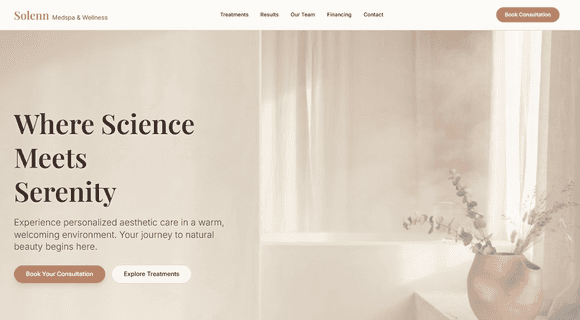 Medspa website template homepage