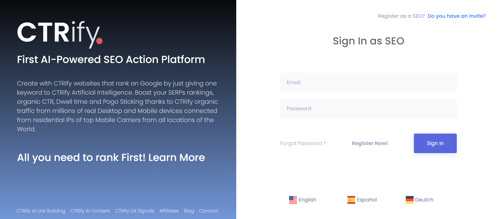 CTRify - Generate Websites Focused on SEO