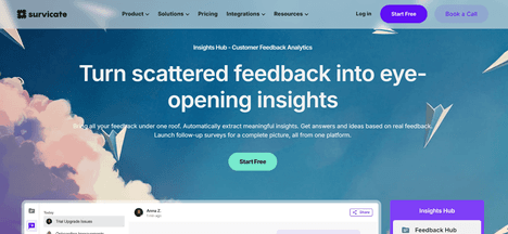 Insights Hub by Survicate - AI Analytics Tool for Customer Feedback | B12