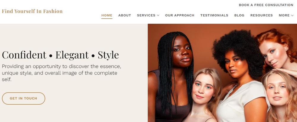 Screenshot of Find Yourself in Fashion’s homepage | B12 client