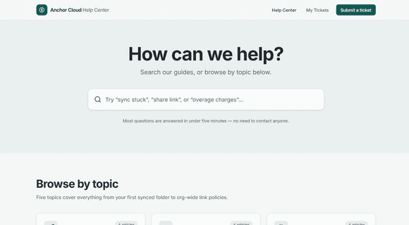 Help desk template homepage
