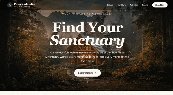 Vacation rental website template homepage