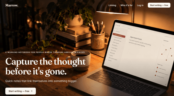 Note-taking app homepage