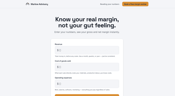 Profit margin calculator homepage