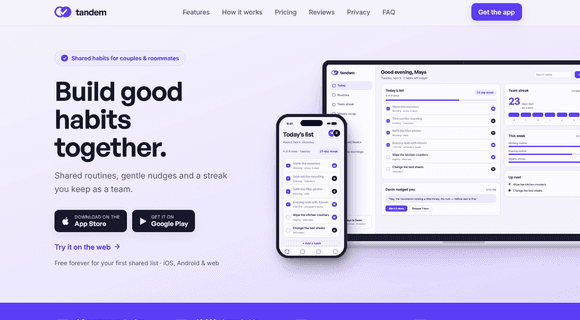 App website template homepage