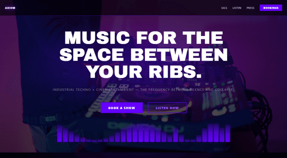 DJ website template homepage