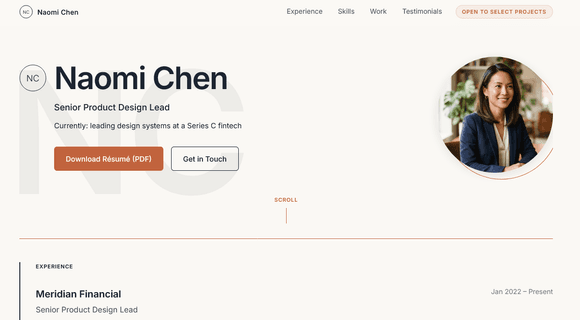 Résumé website template