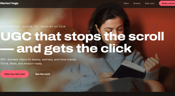 UGC creator portfolio website