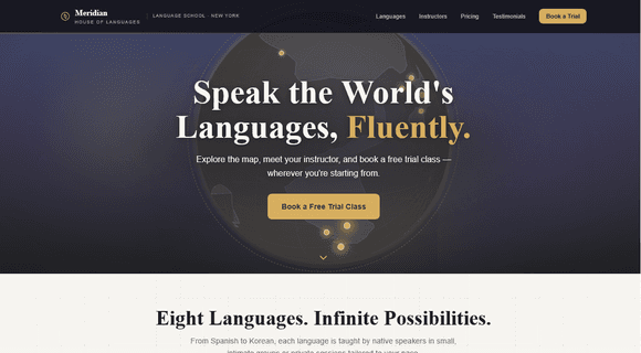 Language school website template homepage