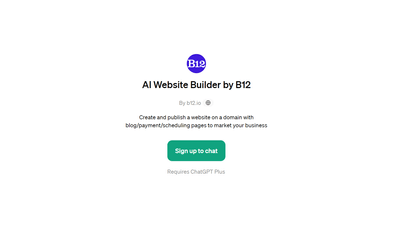 B12 Websites Plugin - Custom GPT for Effortless Website Creation
