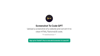 Screenshot to Code GPT - Upload a Screenshot and Create a Website