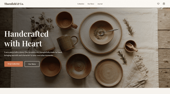 Online ceramics store homepage