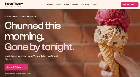 Ice cream shop website template homepage