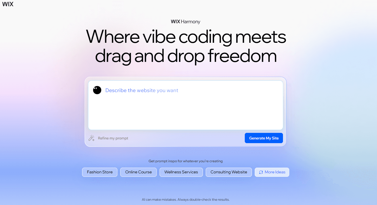 Wix Harmony – AI Website Builder That Combines AI Speed and Drag-and-Drop Control