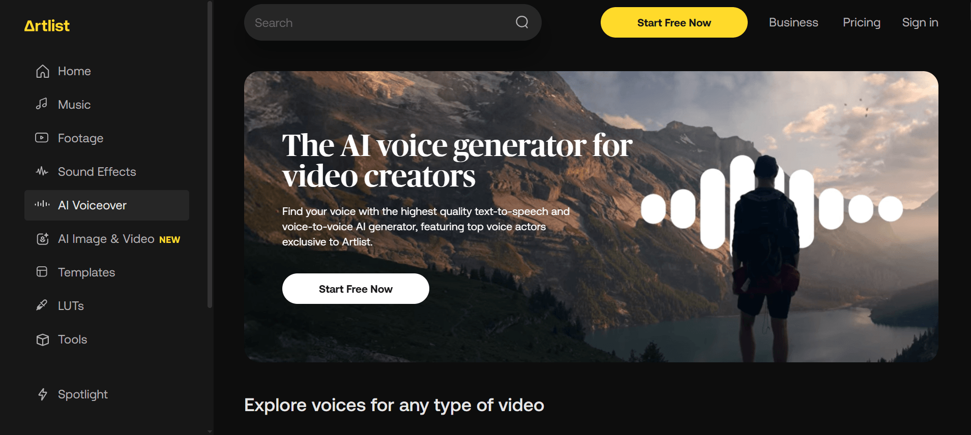 Artlist AI Voice Generator - AI Voice-Over & TTS for Every Creator
