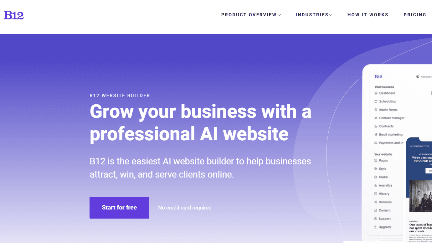 B12 - Generative AI Website Builder & Business Tools