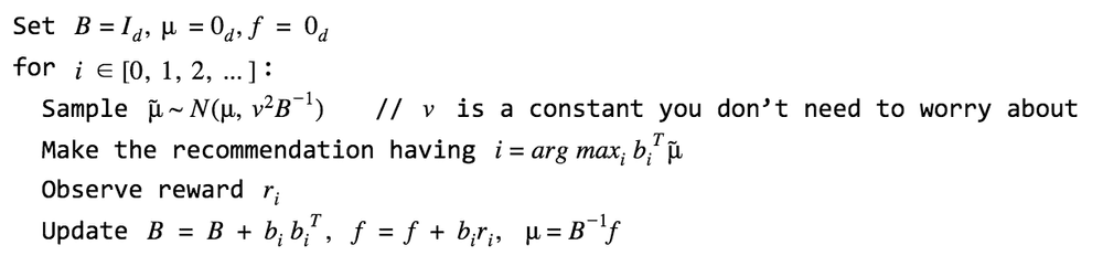 Algorithm 1: Contextual Multi-Armed Bandits with Thompson Sampling