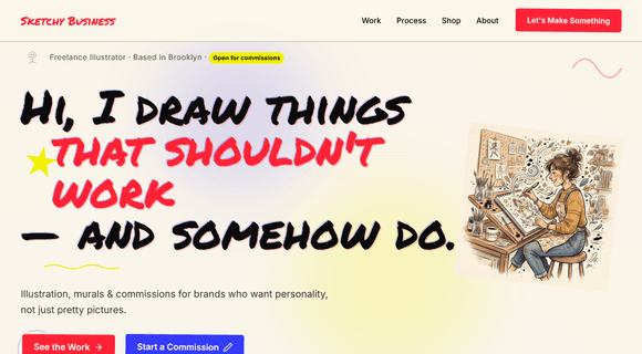 Illustrator portfolio website template homepage