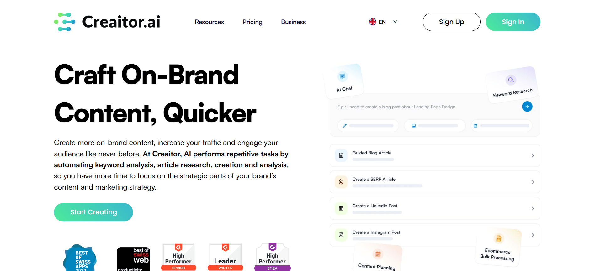 Creaitor - Level Up Your Content Game with Content & SEO on Autopilot