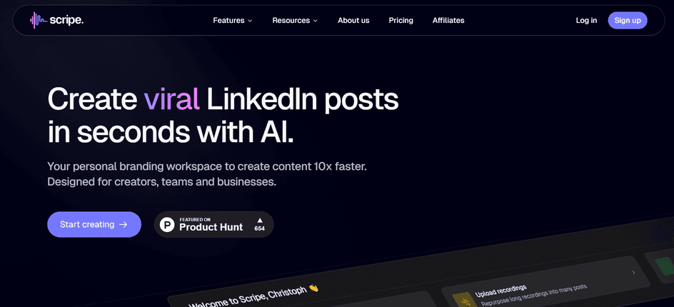 Scripe - Create LinkedIn Viral Posts in Seconds with AI | B12