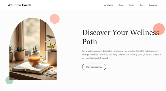 Wellness coach website