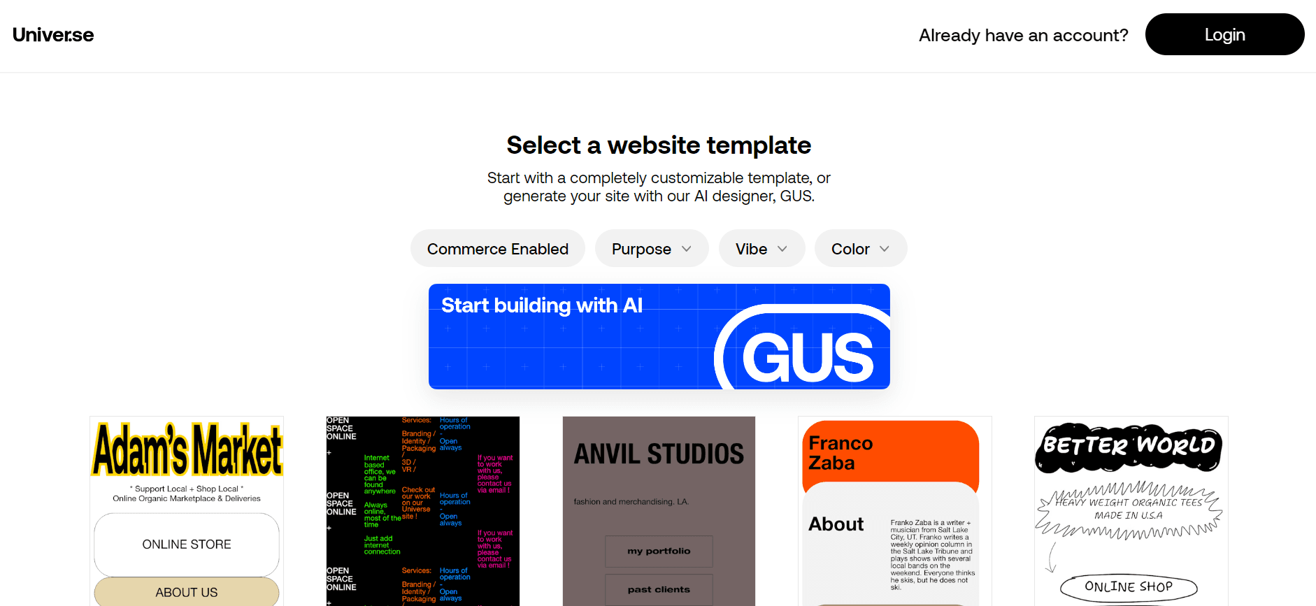 Universe - No-Code Website Designer and Builder 