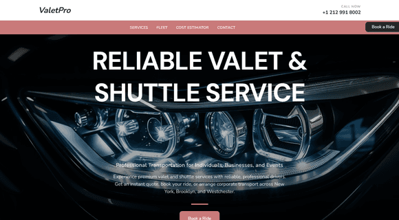 Valet & shuttle service website