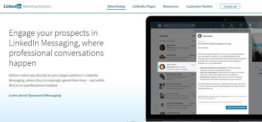 an example of LinkedIn's sponsored messaging