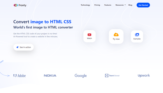 Fronty - AI-Powered Image to HTML Converter | B12