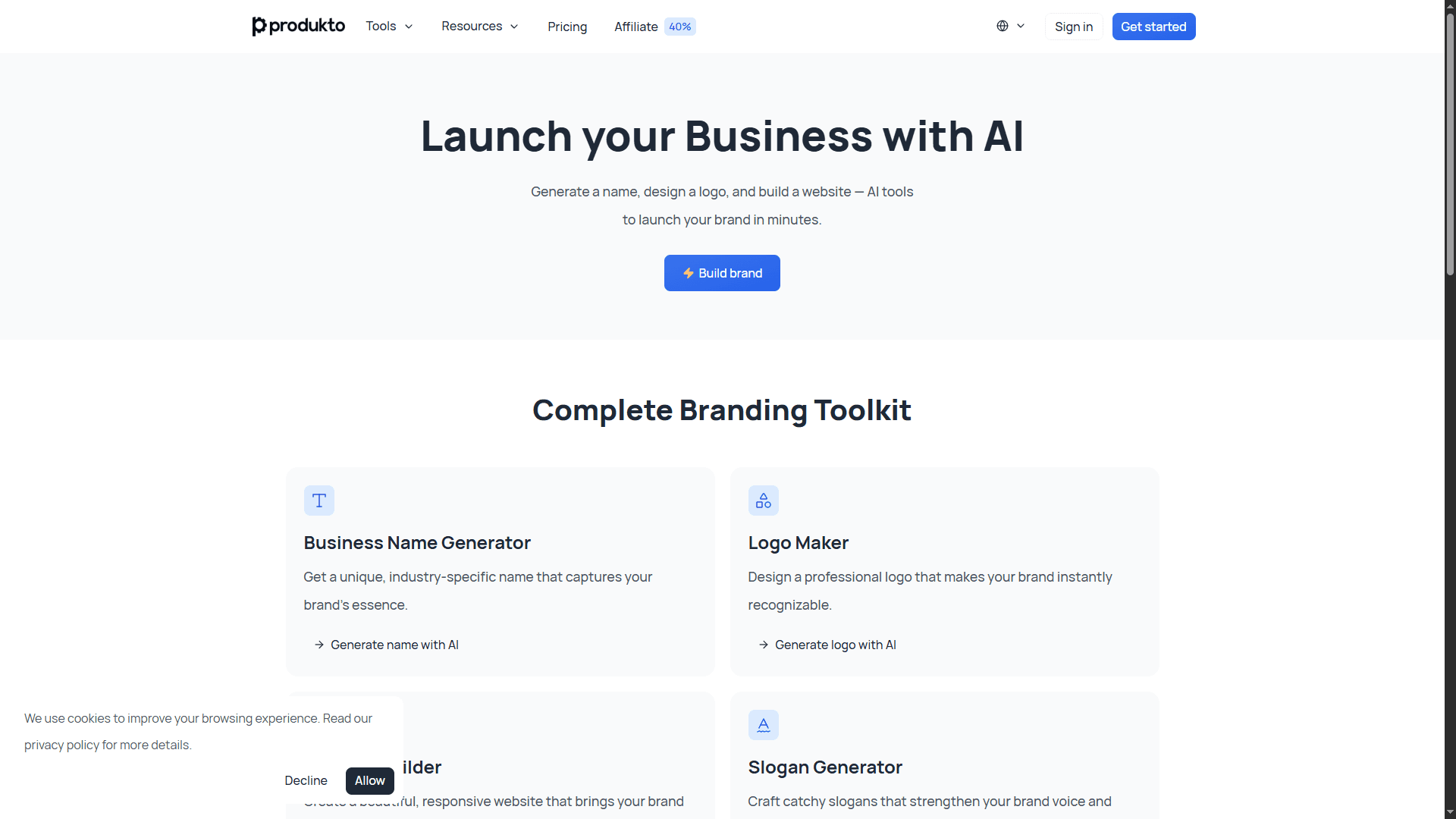 Produkto – AI-Powered Business Launch Platform