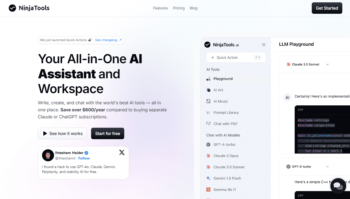 NinjaTools AI - All in One AI Workspace