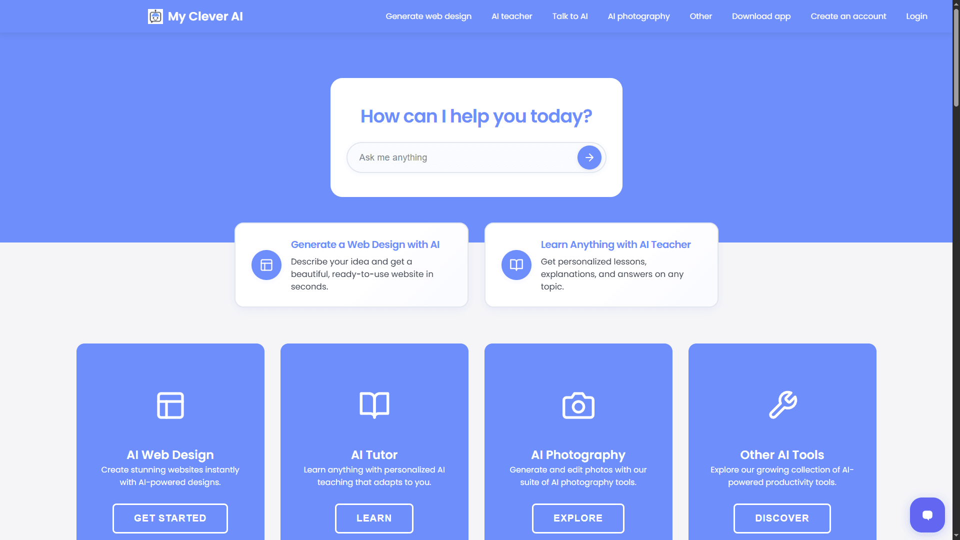 MyCleverAI – Instantly Generate Custom Website Designs with AI