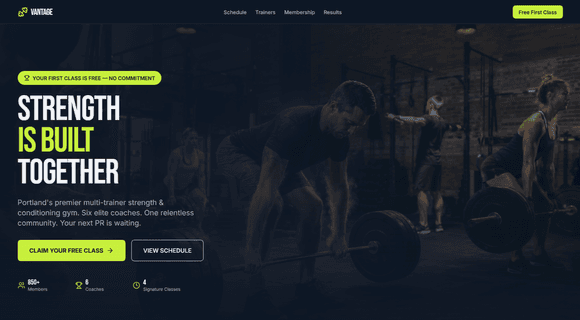 Gym website template homepage