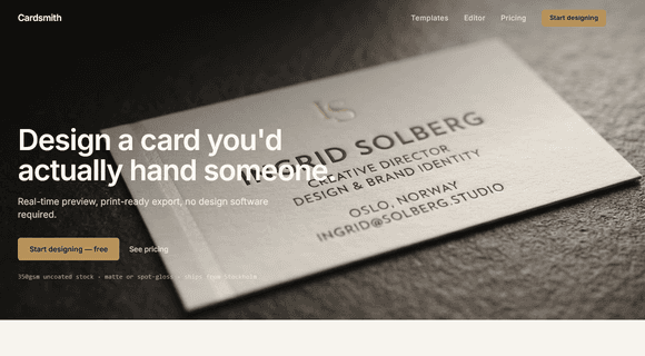 Business card maker homepage