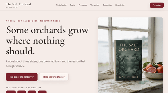 Book landing page template homepage